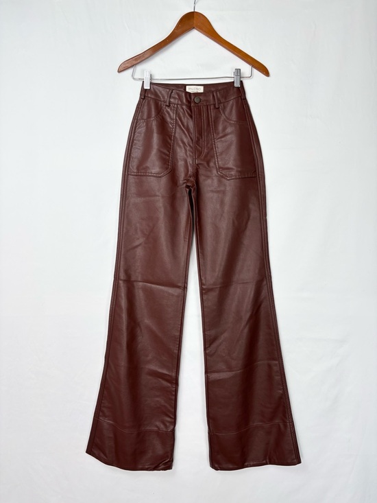 Pilcro Pants - NEW Anthro Pilcro The Rylan Faux Leather Relaxed Flare Pants Cocoa Size 23 Tall